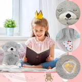 AM5412 Baby Soothing Music Tummy up Down with Light Breathing Teddy Bear Soft Toy Simulation Plush for Babies Kids Random Color