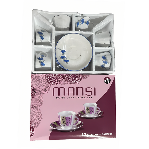 AM0329 MANSI BONE LESS CROCKERY 12 pcs CUPS & SAUCERS