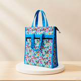AM6283 Small Vibrant Butterfly Print Jute Bag - Zippered Multi-Purpose Shoulder Bag
