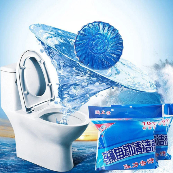 AM5410 Automatic Toilet Bowl Cleaner Tablets Stain Remover Bathroom Flush Tank Blue Tab Tablet(Pack of 10 Pcs, Color: Blue)