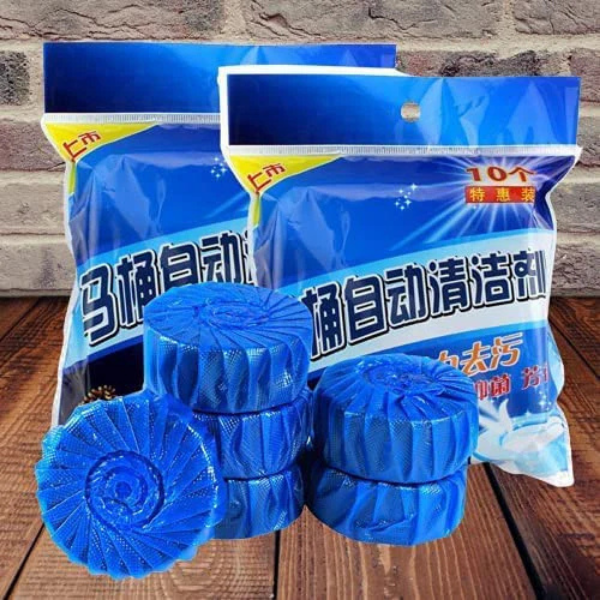 AM5410 Automatic Toilet Bowl Cleaner Tablets Stain Remover Bathroom Flush Tank Blue Tab Tablet(Pack of 10 Pcs, Color: Blue)