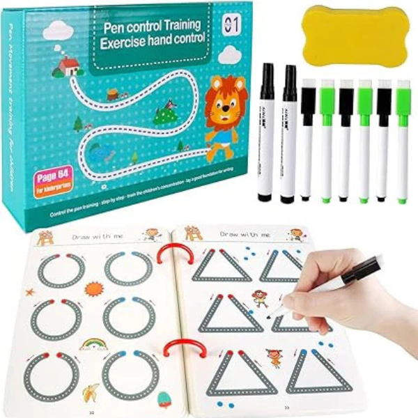 AM5422 Magical Tracing Workbook Set - Reusable Pen and Eraser - Practice Tracing Books for Kids Tracing Workbook Sets (Set of 14 pcs)