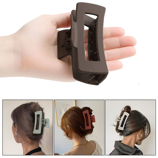 AM5630 Jumbo Hair Rectangular Claw Clips for Women and Girls - (Pack of 1 Pc, Multicolour)