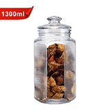 AM5677 CELLO Bloom Storage Glass Jar (1300ml) for Cookie Jar, with Air Tight for Kitchen Dried Masala (Pack 1)