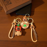 AM5892 3D MultiDesign Silicone Cartoon Animal 2 Keychains with 2 Hooks