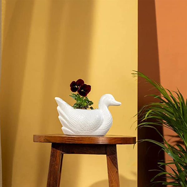 AM0854 White Duck Flower Plastic Pot, Home,Gardening decoret