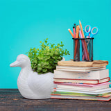 AM0854 White Duck Flower Plastic Pot, Home,Gardening decoret