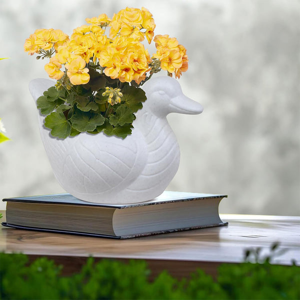 AM0854 White Duck Flower Plastic Pot, Home,Gardening decoret