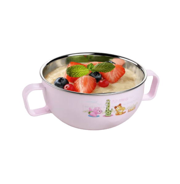 AM0524 Baby Meal BowlAir Tight Stainless Steel Baby Feeding Bowl | BPA Free | Stay Warm Bowl with Spoon | Food Remains Warm- 550ML Capacity (Beige)