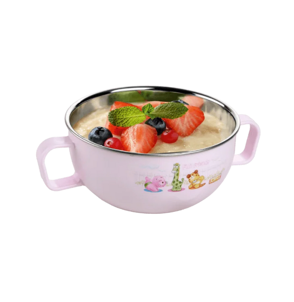 AM0524 AM0524_STEELBOWL550 Baby Meal Bowl AirTight Stainless Steel Baby Feeding Bowl | BPA Free | Stay Warm Bowl with Spoon | Food Remains Warm- 550ML Capacity (Beige)