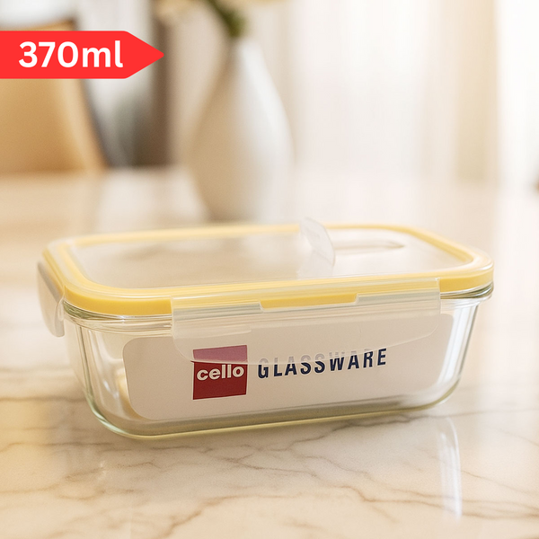 Di0007 Cello Fit & Fresh Clip-O Rectangle Glass Storage Container - 370ml