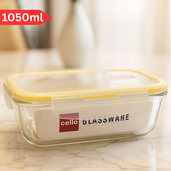 Di0009 Cello Fit & Fresh Clip-O Rectangle Glass Storage Container - 1050ml