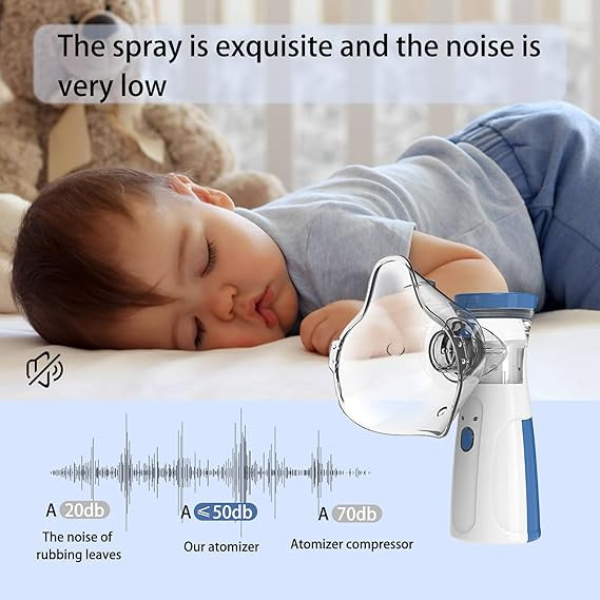 AM5414 Handheld Nebuliser Machine, Rechargeable Portable Nebulizer with Mouthpiece and 2 Masks for Adults & Kids (Pack of 5 Pcs)