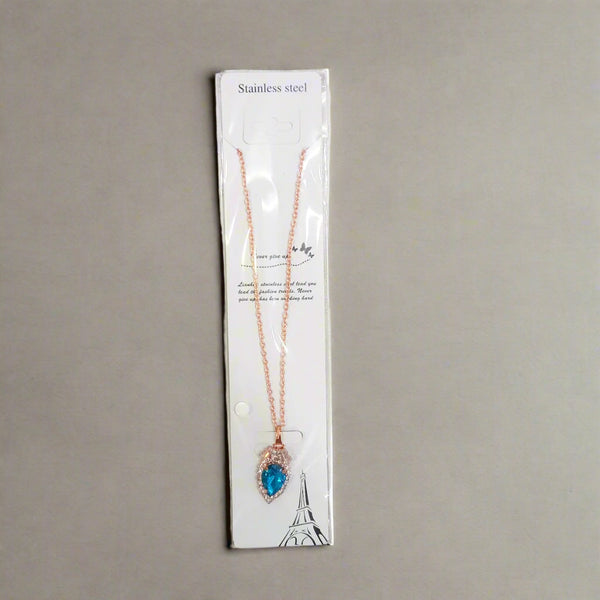 AM5761 Rose Gold-Plated Cubic Zirconia-Studded Brass Necklace Set of 1 Pcs