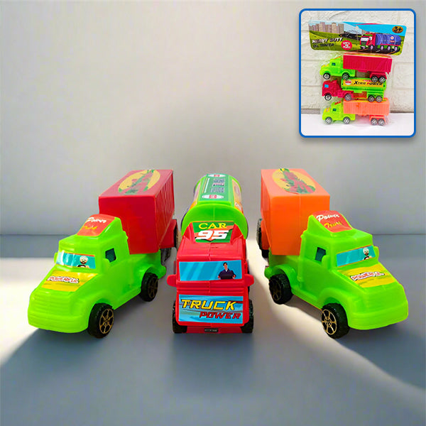 AM5275 Plastic Container Cargo Truck toy for kids - Pack of 3 Trucks