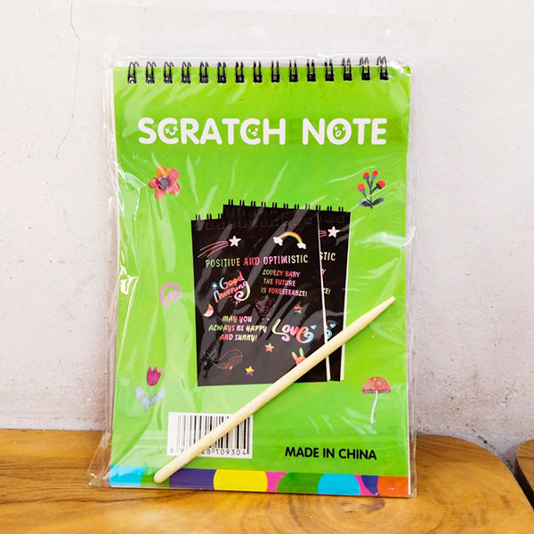 AM5280 Scratch Notebook with Wooden Stylus for Kids Art (Size - 20x14cm, Pack of 1 Pcs)