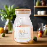 AM5382 DELI SOGA AIRTIGHT GLASS STORAGE JAR WITH BAMBOO LID, 1100 ML, 1 PIECE (GPG31-3)
