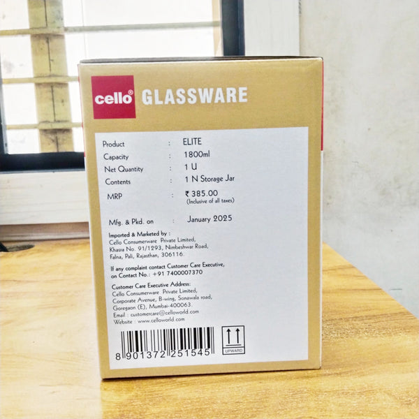 AM5675 CELLO Elite Storage Glass Jar 1800Ml