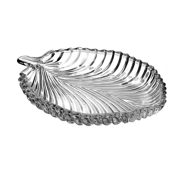 AM5387  Stylish Elegant Leaf Glass Plate for Serving Dry Fruits