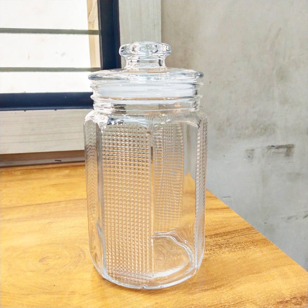 AM5677 CELLO Bloom Storage Glass Jar (1300ml) for Cookie Jar, with Air Tight for Kitchen Dried Masala (Pack 1)