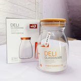 AM5382 DELI SOGA AIRTIGHT GLASS STORAGE JAR WITH BAMBOO LID, 1100 ML, 1 PIECE (GPG31-3)