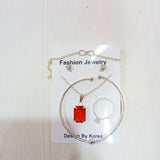AM5625 Silver Plated Korean pendent Jewellery Set for Women and Girls - (Pack of 4 Pcs)