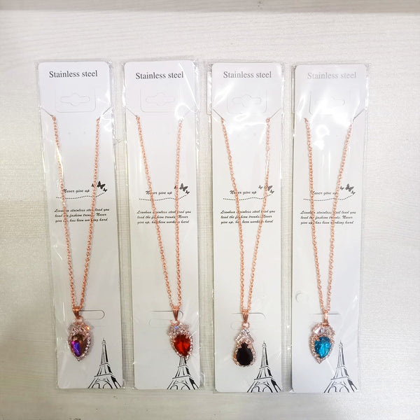 AM5761 Rose Gold-Plated Cubic Zirconia-Studded Brass Necklace Set of 1 Pcs