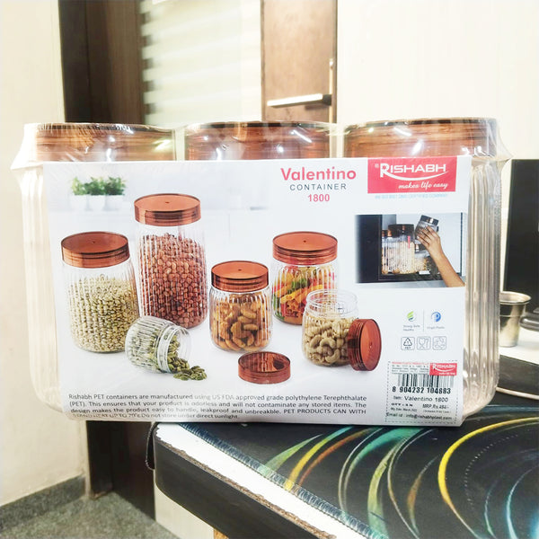 AM2782 Rishabh valentino 1800ml Pet Kitchen Storage Signature PET Container 1800ML (3PC SET)