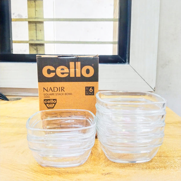 AM5682 Cello Nadir Square Stack Bowl- 150Ml (Set of 6 Pcs)