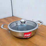 AM3926 PNB Kitchenmate Triply Karahi With Glass Lid 24cm