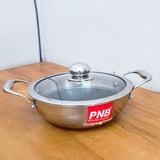 AM3923 PNB Kitchenmate Triply Karahi With Glass Lid 22cm