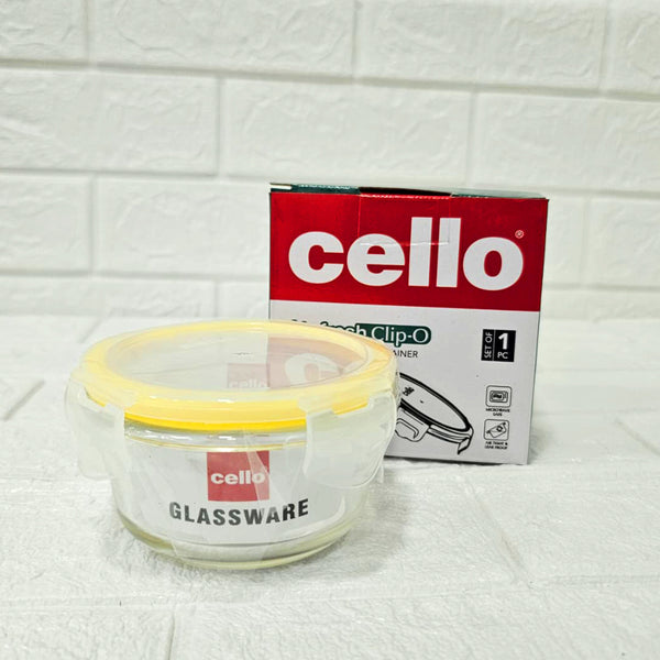 Di0001 Cello Fit & Fresh Clip-O Round Glass Storage Container - 240ml