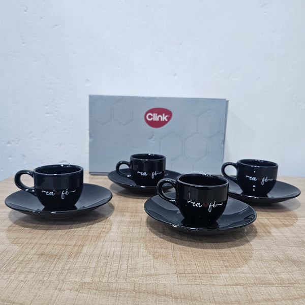 AM6001 Clink Ceramic Cup and Saucer Set of 8 pcs - 85ml
