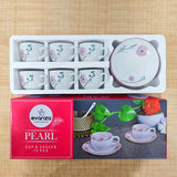 AM6002 Evanza Tableware Pearl & Oyster Cup & Saucer Set of 12 Pc