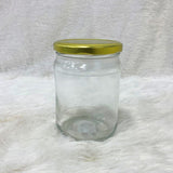 AM6211 Salsa Glass Jar 500ml - Golden Metal Cap Airtight Lid Transparent Jar 1 Pcs