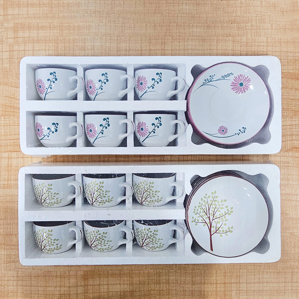 AM6002 Evanza Tableware Pearl & Oyster Cup & Saucer Set of 12 Pc