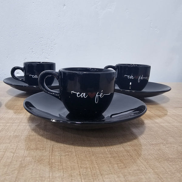 AM6001 Clink Ceramic Cup and Saucer Set of 8 pcs - 85ml