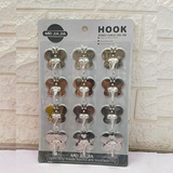 AM2182 Best Hook Butterfly Shape 12Pcs Steel Silver Hooks for Wall