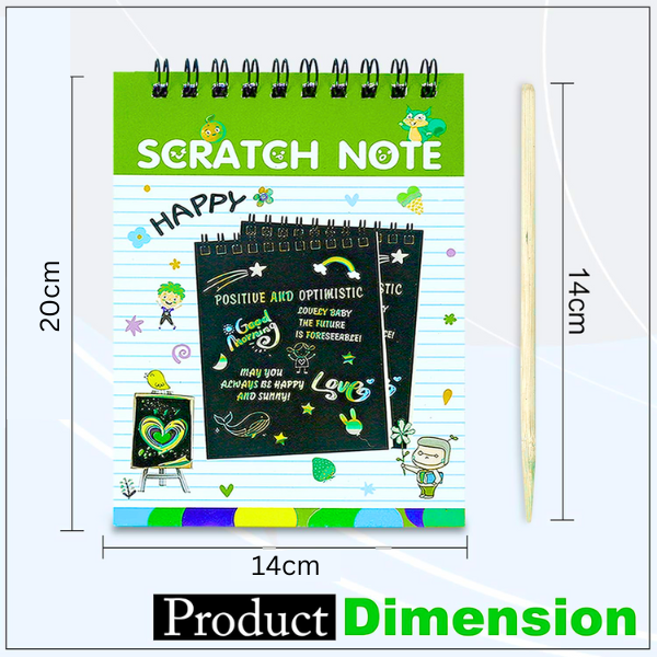 AM5280 Scratch Notebook with Wooden Stylus for Kids Art (Size - 20x14cm, Pack of 1 Pcs)