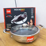 AM3926 PNB Kitchenmate Triply Karahi With Glass Lid 24cm