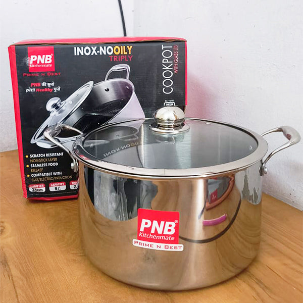 AM3912 PNB Kitchenmate Triply Cookpot with Glass Lid 28Cm
