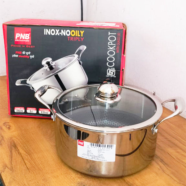 AM3913 PNB Kitchenmate Triply Cookpot with Glass Lid 24Cm