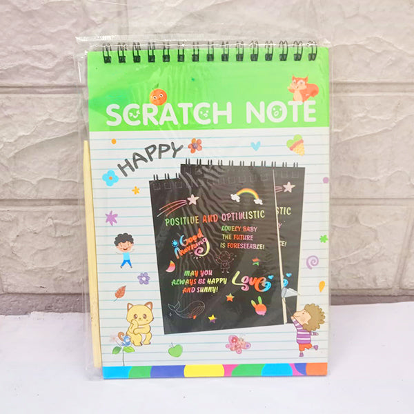 4609 Rainbow Scratch Notebook with Magical Vibgyor Color with Pencil Stick Notepad (Pack of 1)