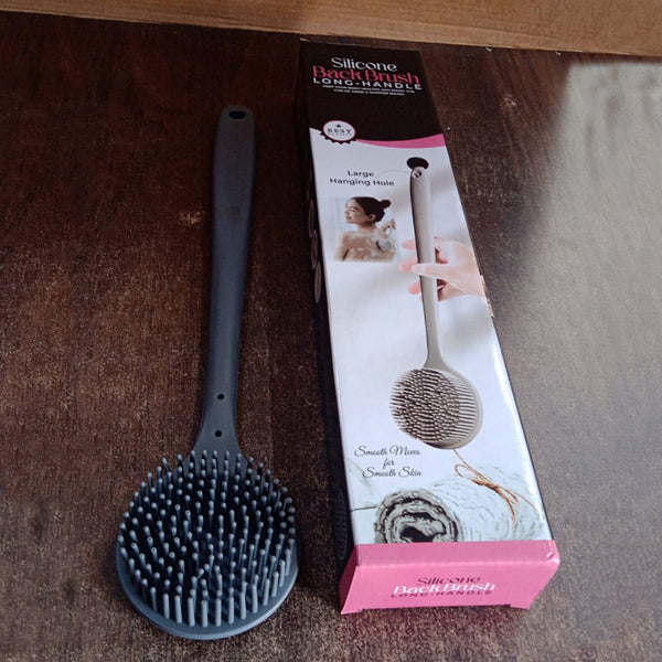 14219 Silicone Back Scrubber Brush with Long Handle (1 Pc)