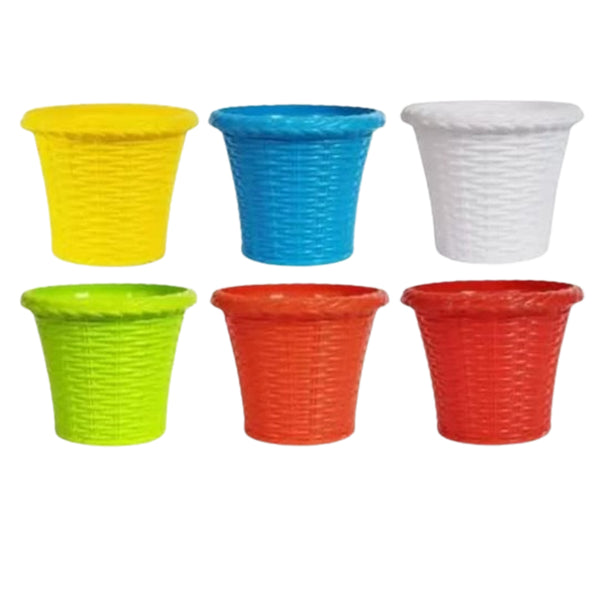 AM0825 Ap Juhi Pot 6 inch -Multicolor Designer Plastic Flower pots