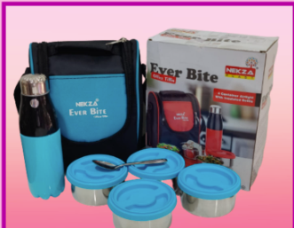 3516 Premium 4 Container Airtight With Insulated Bottle and Spoon