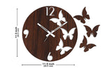 AM0599 Wooden Round Shape  Wall Clock 3-Butterfly design for Home -11.5x11.5