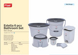AM2891 FLAIR Estella 6 Piece Bathroom Set (Bucket, Mug, Tub, Stool, Pedal bin, Soap Case)