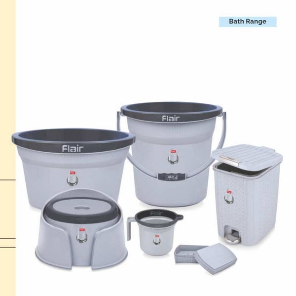 AM2891 FLAIR Estella 6 Piece Bathroom Set (Bucket, Mug, Tub, Stool, Pedal bin, Soap Case)
