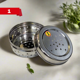 AM5330 Hole Dabba Stainless Steel Coriander Storage Box Small